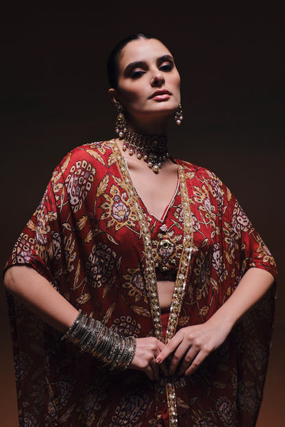 ZAAVIA CAPE SET WITH DRAPE SKIRT