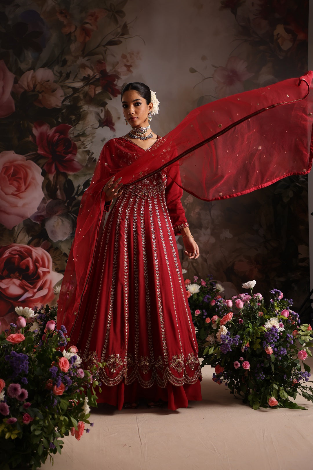 Roselle Anarkali set